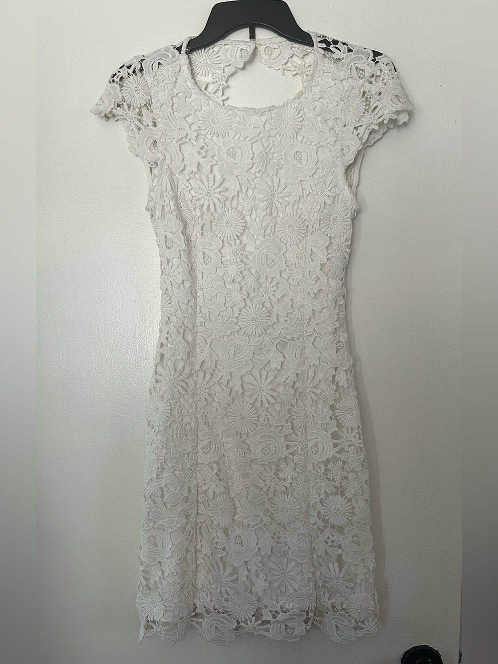 Lulu's White Floral Lace Cap Sleeve Midi Dress